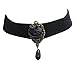 Black Women's Elegant Handmade Rose Rhinestone Velvet Lace Pendant Necklace Choker
