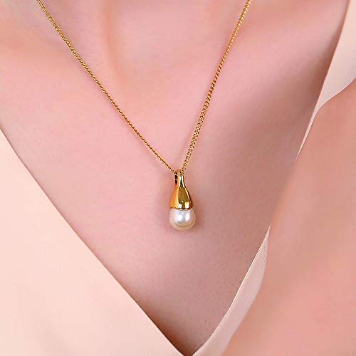 Jewel Valley 18k Gold Plated Teddy Bear Pendant Necklaces for Women with Body-Rotating Design Cute Animal Jewelry Gifts with 16\'\' and a 2\'\' Extension Chain (Pearl Necklace)