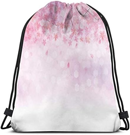 Jiger Drawstring Tote Bag Gym Bags Storage Backpack, Sakura Branches With Blooming Florets Garden Nature Summer Inspiration Art,Very Strong Premium Quality Gym Bag for Adults & Children