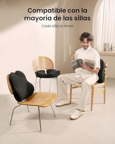 Almohada de Apoyo Lumbar para Silla de Oficina, Almohada de Espuma viscoelástica para la Espalda Baja, cojín Lumbar para Silla de Escritorio, Respaldo ergonómico para Silla - Negro