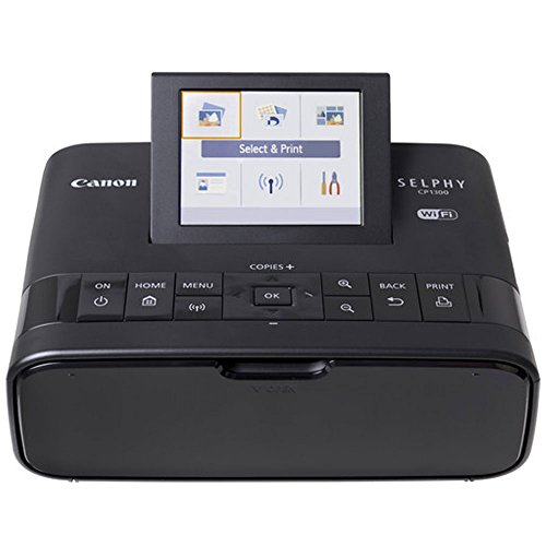 Canon SELPHY CP1300 Compact Photo Printer (Black) + Canon KP-108IN Color Ink and Paper Set + Replacement Battery + Photo4Less Cleaning Cloth - Deluxe Value Printing Bundle
