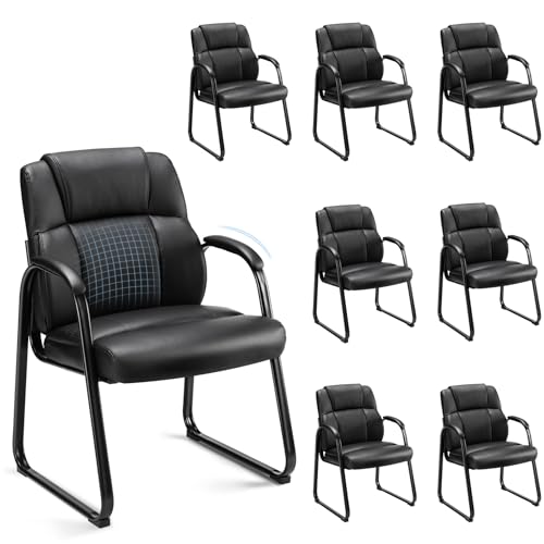 Sweetcrispy Waiting Room Guest Chair Set of 8, Leather Stationary Office Recept…