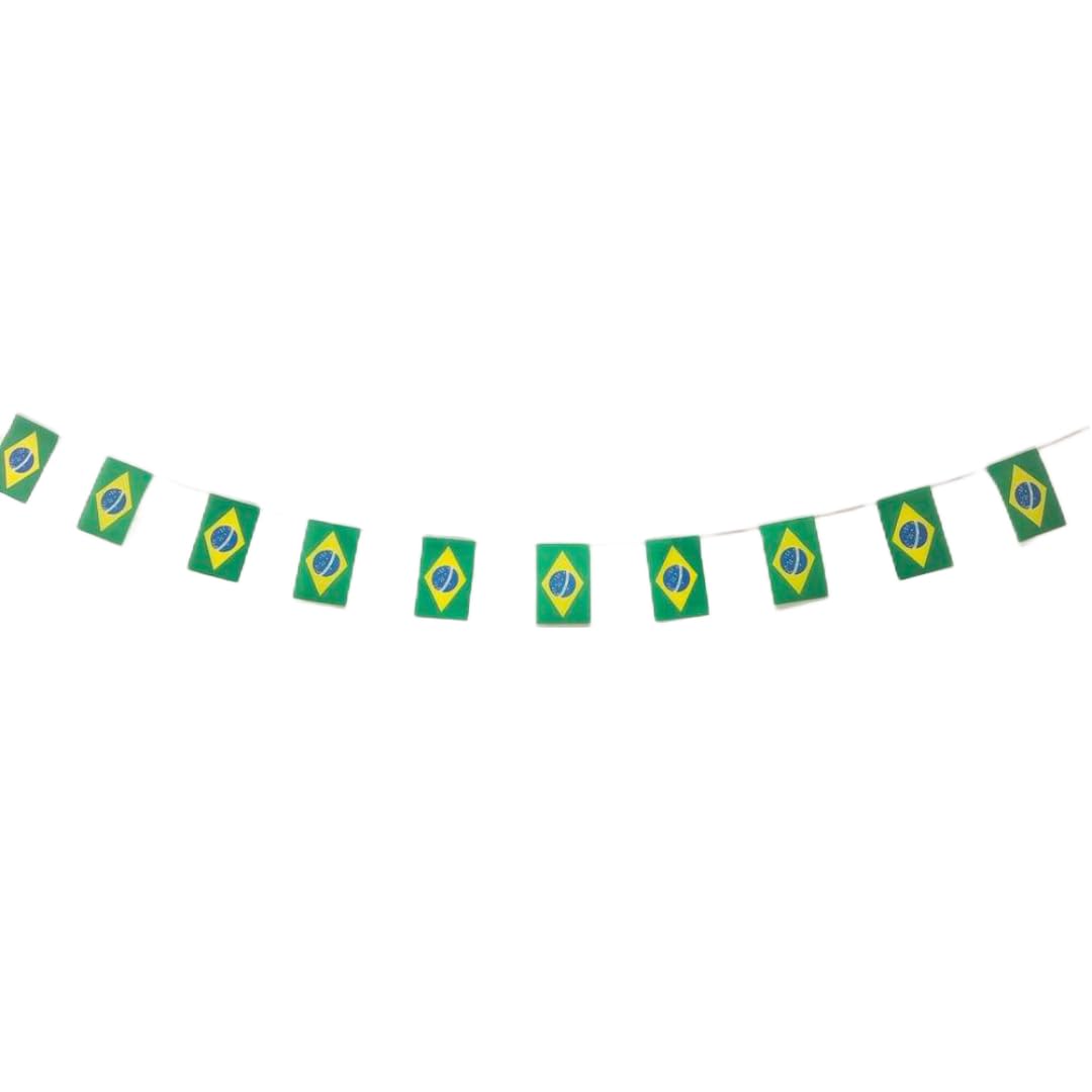 Brazil Flag 40 Pieces Flag Brazil Garland 11.4 m Brazil Bunting National Flag 14 x 21 cm for Garden Bar Decorations (Brazil)