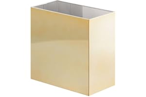 mDesign Small Steel Rectangular 2.4 Gallon/9.1 Liter Trash Can, Waste Basket for Bathroom, Bedroom, Home Office - Holds Garbage, Recycling, Household Items - Linn Collection - Soft Brass