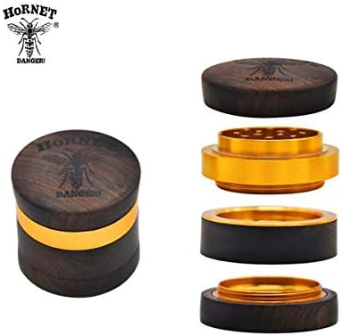 HORNET Wooden Grinder 60 MM 4 Parts With Aluminum Sandalwood Herb Tobacco