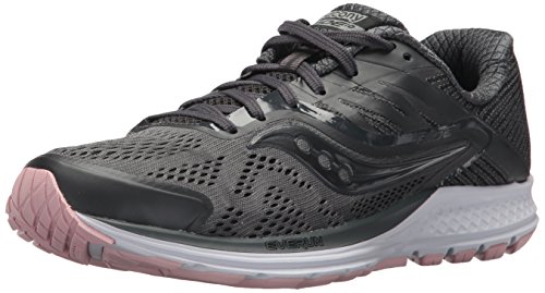 Saucony Women's Ride 10 Running Shoe, Gunmetal/Pink, 7 Medium US