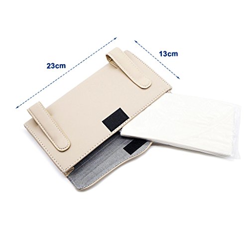LOCEN Car Sun Visor Tissue Case Napkin Holder Clip Beige