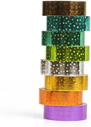 Washi Tape Set of 8 Rolls，Glitter Decorative Tape for DIY Scrapbooking Craft