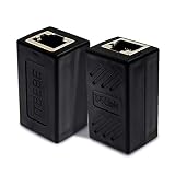 ITBEBE Black RJ45 in-Line Coupler Connector Cat7 Cat6 Cat5E Ethernet Network Cable Extender Adapter (2-Pieces, Black)