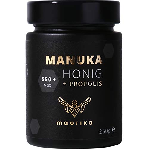 maorika - Manuka Honig 550 MGO im Glas (lichtundurchlässig) - laborgeprüft, zertifiziert aus Neuseeland (Manuka Honig mit Propolis)