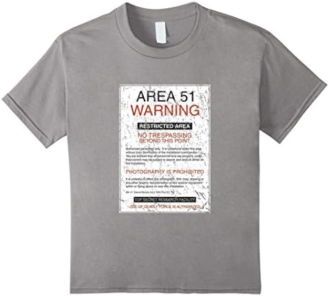 Kids Area 51 Sign T Shirt Vintage Distressed Look 8 Slate