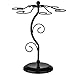 MyGift Freestanding Matte Black Metal Wine Glass Rack, Countertop Wine Holder, Stemware Storage for 6 Glasses with Elegant Scrollwork Design