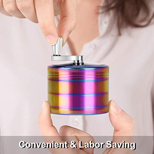 Hand Cranked Grinder, 4 Piece 2.5" Rainbow Spice Grinder Large Capacity