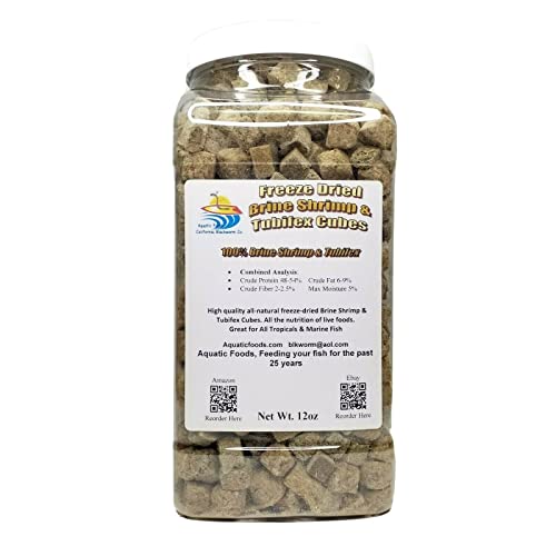 Aquatic Foods 12oz Freeze Dried Tubifex Worm & Brine Shrimp Cubes. 100