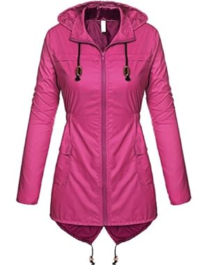 Women's Lightweight Packable Outdoor Coat Windproof Hoodies Rain Jacket