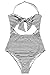 CUPSHE Fashion Women's Stripe Cutout Halter One-Piece Halter Padding Swimsuit (L, Stripe)
