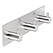 Adhesive Hooks, SUS 304 Stainless Steel Key Rack Garage Storage Organizer Stick On Sticky Bathroom Kitchen Towel Hanger Wall Mount Contemporary Square Style (3in1 - Hook)