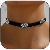 LOOKLITE Western Turquoise Choker Necklace for Women Black Velvet Choker Necklace Boho Rodeo Country Concert Western Jewelry for Women Cowgirl Outfit Accessories