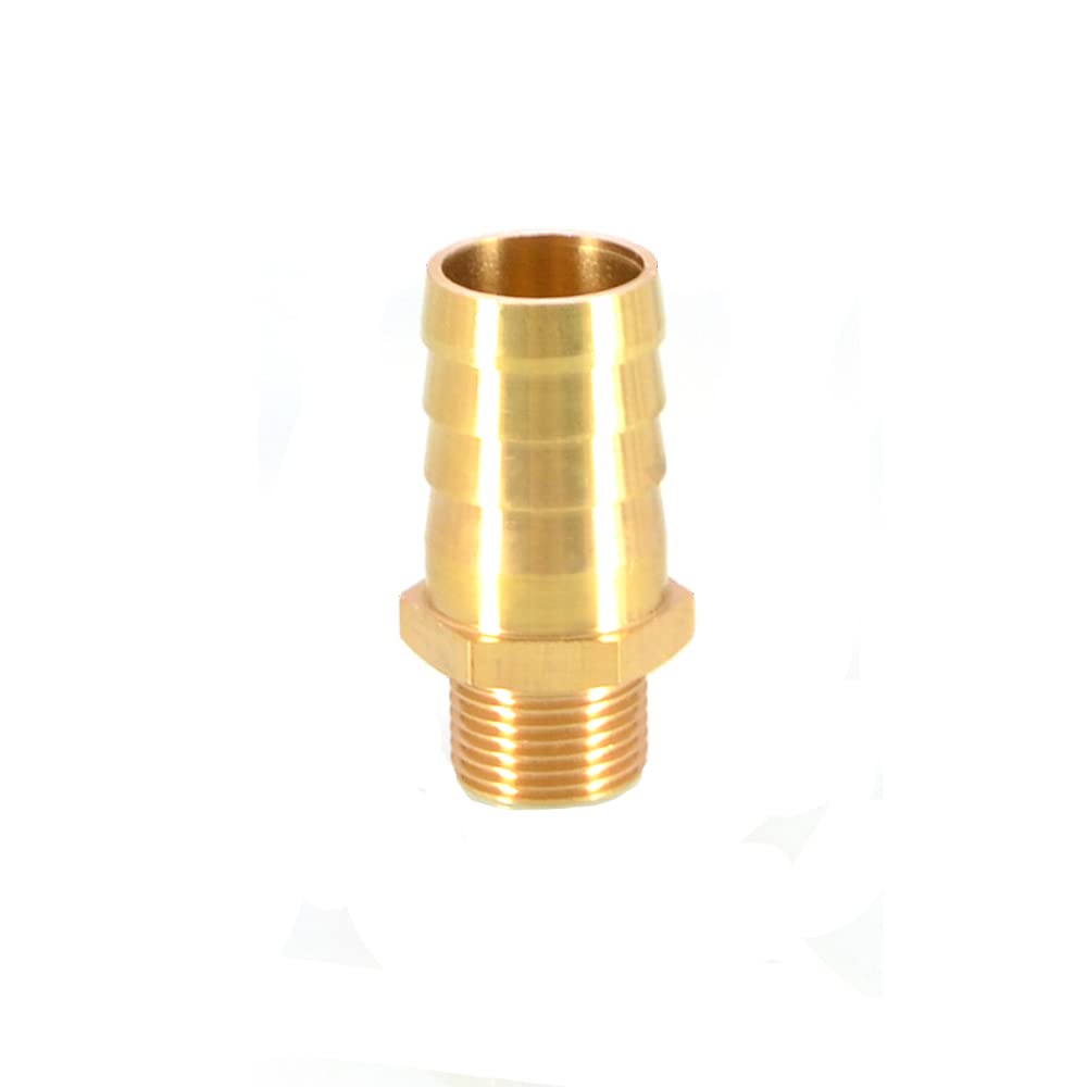 TopHomer BSP Hose Connector Brass Pipe Fitting 19mm Barb x G3/8 Male, Hose Barb Tail Male BSP Thread Connector Joint Copper Coupler Adapter