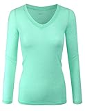 ELF FASHION Basic Slim Fit Long Sleeve Cotton and Melange T Shirt Top For Women (V-Neck and Round Scoop Neck)