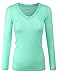 ELF FASHION Basic Slim Fit Long Sleeve Cotton and Melange T Shirt Top For Women (V-Neck and Round Scoop Neck)