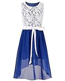 FEESHOW Kids Big Girls Lace Flower High Low Chiffon Bridesmaid Dress Dance Party