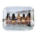 6 Rolling Trays for The Price of One, Reusable Food Grade Paper Plate Material, Best for Party Favors (Island Girls)