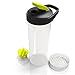 BluePeak Protein Shaker Bottle 28 oz with Dual Mixing Technology, Strong Loop Top, BPA Free, Shaker Balls & Mixing Grids Included - On-The-Go Large Protein Shakers (2 Pack - Yellow & Black)