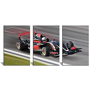 3 Panel Racing Car in Motion at High...
