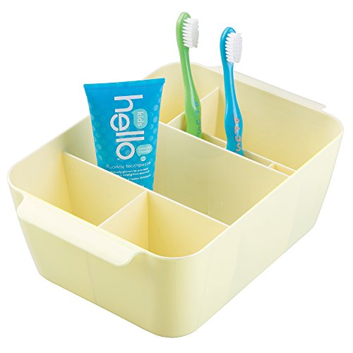 mDesign Baby Nursery Storage Organizer Bin for Medicine, Thermometer, Nasal Aspirator, Washcloths - Lemon Yellow