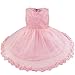 FEESHOW Baby Girls Bowknot Lace Flower Dress Wedding Baptism Christening Gown Pageant Birthday Tutu Dress Pink 3-6 Months