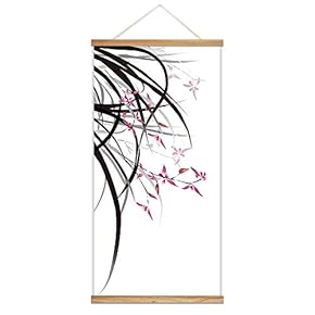 Hanging Poster Wooden Framed Beautiful Winter Flowers Theme Home Wall Canvas Prints Ready to Hang - 18"x36"