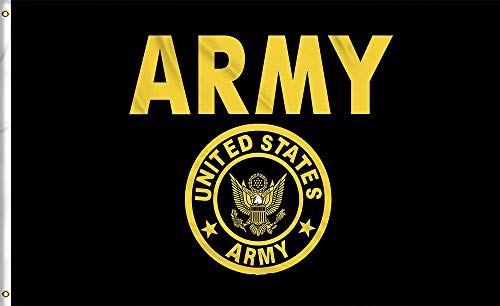 Aimto 3x5 FT US Army Flag Black/Glod - Bright Colors and Anti-Fading Materials - US Military Flags Polyester Canvas and Brass Buttonhole - Quality Assurance