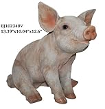 Outdoor Indoor Garden Patio Sitting Medium Pig Colored Animal Statue Sculpture 13