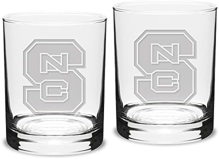 University Glass NCAA North Carolina State Wolfpack Double Old Fashioned Glasses, 14 Ounce (2-Pack) Deep-Etched Engraved…
