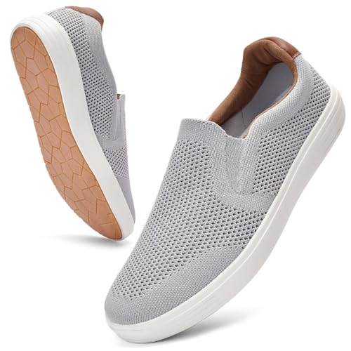 Puxowe Herren Slip On Schuhe Mesh Casual Sneaker Flach Shoes Leicht Freizeitschuhe 40 Eu Grau