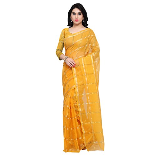 Rajnandini Women's Kota Doria Cotton Saree(JOPLSRS1075G_Yellow_Free Size)