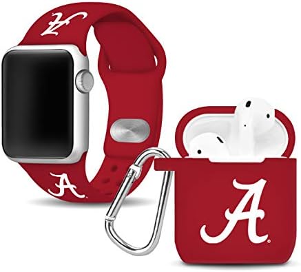 AFFINITY BANDS Alabama Crimson Tide Silicone Watch Band and Case Cover Combo Compatible with Smartwatches and AirPod Case