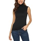 Mangdiup Women’s Mock Turtleneck Top – Long Sleeve Or Sleeveless, Slim Fit, Basic Stretch Tee For Casual Or Dressy Looks - View #3