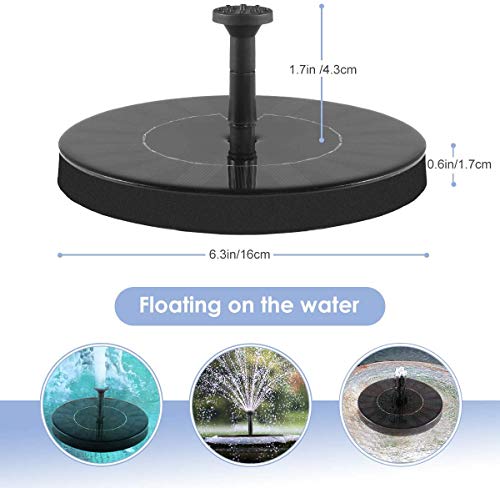 MEYUEWAL Solar Springbrunnen,1.5W Solar Teichpumpe mit Solar Panel Eingebaute Batterie Wasserpumpe Solar Schwimmender Fontäne Pumpe mit 4 Fontänenstile für Garten, Vogel-Bad,Teich,Fisch-Behälter
