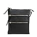 DELUXITY Essential Casual Functional Multi Pocket Double Zipper Crossbody Purse Bag for Women (Black)
