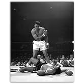 Muhammad Ali Print Wall Art, Historic Boxing Match Black and White Photograph Print, Iconic Sports Moment Wall Art, Professional Boxing Documentation - 11x14 Poster Print - UNFRAMED