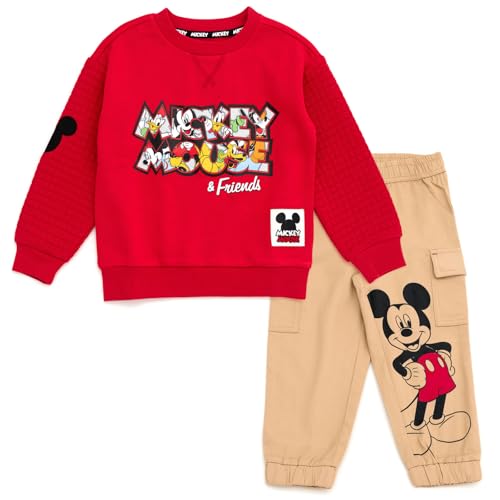 Disney Junior Fleece Sweatshirt and Twill Jogger Pants Outfit Set Toddler to Big Kid Sizes (2T - 14-16)