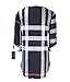 Womens Loose Chiffon Tartan Check Blouse Plaid V Neck Shirt Tops (S, Black)