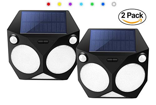 Quace Multi Colour Solar Light Outdoor Weatherproof 20 LED Ultra Bright with Dual Head 180 Degrees Motion Sensor(2 Units)