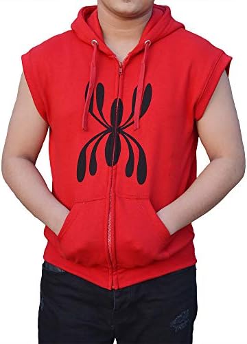 Elegant Avengers Captain Marvel Cotton Hoodie - Red Superhero Sleeveless Hoodie for Adults ►Limited Stock◄