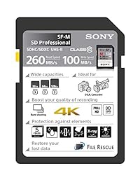 Tarjeta de memoria Sony UHS II SD, CL10, U3, máx. R260MB   s, W100MB   s
