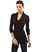 PattyBoutik Women Shawl Collar Faux Wrap Lace Up Sweater (Black Large)