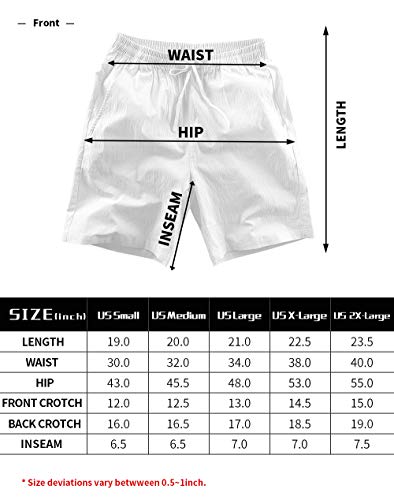 LTIFONE Mens 7" Inseam Causal Beach Shorts with Elastic Waist Drawstring Lightweight Slim Fit Summer Short Pants with Pockets(Light Grey,3XL) - Thumbnail 4
