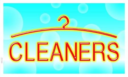 Z390 Cleaners Laundry Banner Shop Sign Amazon Co Uk Kitchen Home